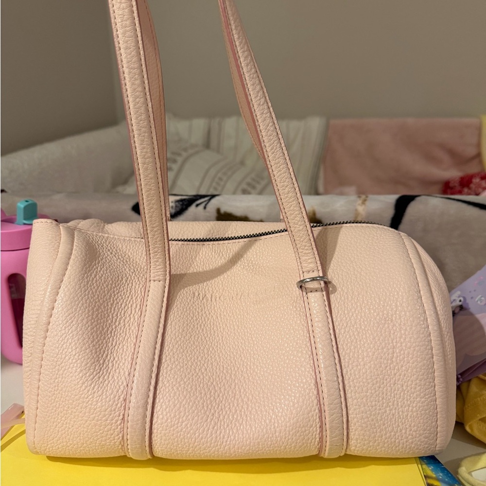 Leather Tote Handbag in Blush Pink